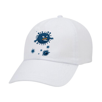 monster virus, Καπέλο Ενηλίκων Baseball Λευκό 5-φύλλο (POLYESTER, ΕΝΗΛΙΚΩΝ, UNISEX, ONE SIZE)