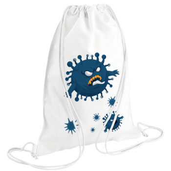 monster virus, Backpack pouch GYMBAG white (28x40cm)