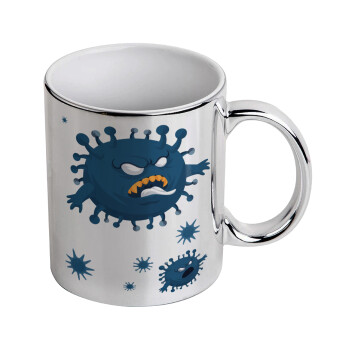 monster virus, Mug ceramic, silver mirror, 330ml