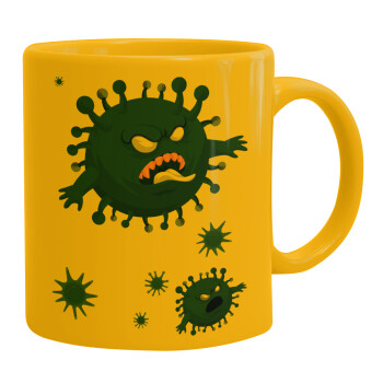 monster virus, Ceramic coffee mug yellow, 330ml (1pcs)