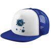 Adult Soft Trucker Hat with Blue/White Mesh (POLYESTER, ADULT, UNISEX, ONE SIZE)