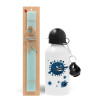 Easter Set, metallic aluminum water bottle (500ml) & scented flat candle (30cm) (TURQUOISE)