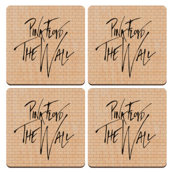 Pink Floyd, The Wall, ΣΕΤ x4 Σουβέρ ξύλινα τετράγωνα plywood (9cm)