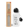 Easter Set, metallic aluminum water bottle (500ml) & aromatic flat Easter candle (30cm) (GRAY)