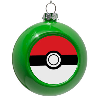 Pokemon ball, Στολίδι Χριστουγεννιάτικη μπάλα δένδρου Πράσινο 8cm