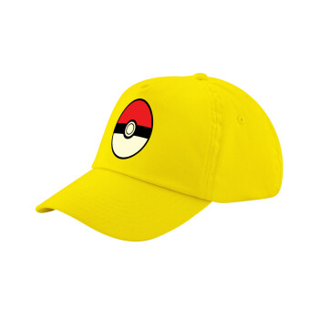 Pokemon ball, Child's Baseball Cap, 100% Cotton Twill, Yellow (COTTON, CHILD, UNISEX, ONE SIZE)