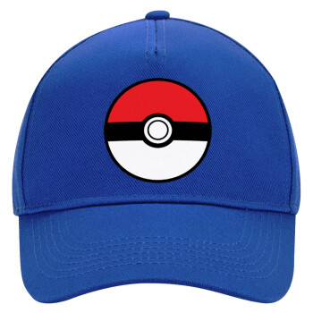 Pokemon ball, Ultimate Adult Hat BLUE, (100% COTTON DRILL, ADULT, UNISEX, ONE SIZE)