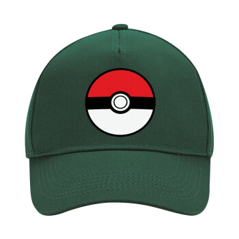 Pokemon ball, Adult Ultimate Hat GREEN, (100% COTTON DRILL, ADULT, UNISEX, ONE SIZE)