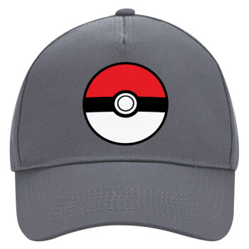 Pokemon ball, Ultimate Adult Hat Grey, (100% COTTON DRILL, ADULT, UNISEX, ONE SIZE)