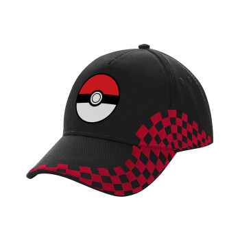 Pokemon ball, Καπέλο Ενηλίκων Ultimate ΜΑΥΡΟ/ΚΟΚΚΙΝΟ RACING, (100% ΒΑΜΒΑΚΕΡΟ DRILL, ΕΝΗΛΙΚΩΝ, UNISEX, ONE SIZE)