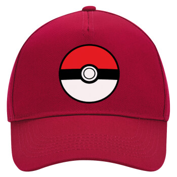 Pokemon ball, Adult Ultimate Hat RED, (100% COTTON DRILL, ADULT, UNISEX, ONE SIZE)