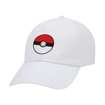 Pokemon ball, Adult Baseball Cap White 5-panel (POLYESTER, ADULT, UNISEX, ONE SIZE)