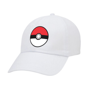 Pokemon ball, Adult Baseball Cap White 5-panel (POLYESTER, ADULT, UNISEX, ONE SIZE)