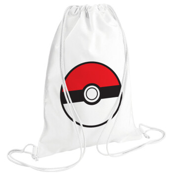 Pokemon ball, Backpack pouch GYMBAG white (28x40cm)