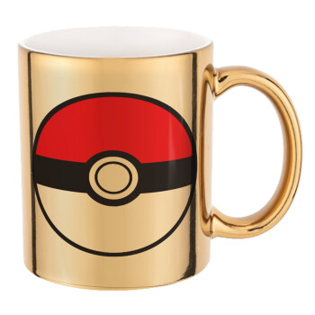 Pokemon ball, Mug ceramic, gold mirror, 330ml