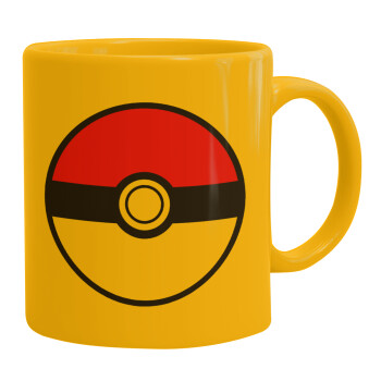 Pokemon ball, Ceramic coffee mug yellow, 330ml