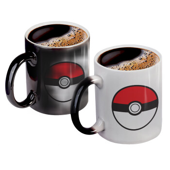 Pokemon ball, Color changing magic Mug, ceramic, 330ml when adding hot liquid inside, the black colour desappears (1 pcs)