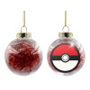 Transparent Christmas tree ball ornament with red filling 8cm