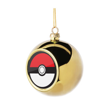 Pokemon ball, Στολίδι Χριστουγεννιάτικη μπάλα δένδρου Χρυσή 8cm