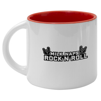 Milk, Naps, Rock N Roll, Κούπα κεραμική 400ml Λευκή/Κόκκινη