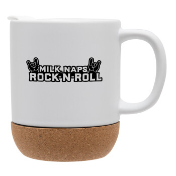 Milk, Naps, Rock N Roll, Ceramic coffee mug Cork (MAT), 330ml (1pcs)