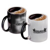 Color changing magic Mug, ceramic, 330ml when adding hot liquid inside, the black colour desappears (1 pcs)