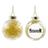 Transparent Christmas tree ball ornament with gold filling 8cm