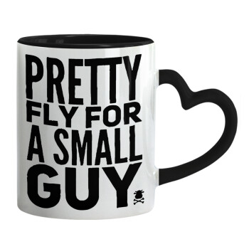 Pretty fly for a small guy, Mug heart black handle, ceramic, 330ml