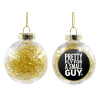 Transparent Christmas tree ball ornament with gold filling 8cm