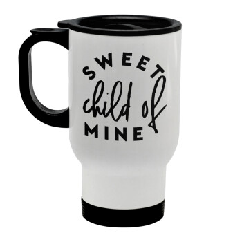 Sweet child of mine!, Stainless steel travel mug with lid, double wall white 450ml