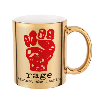 Rage against the machine, Mug ceramic, gold mirror, 330ml