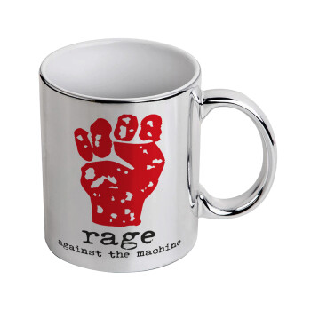Rage against the machine, Mug ceramic, silver mirror, 330ml