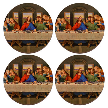 The Last Supper, ΣΕΤ x4 Σουβέρ ξύλινα στρογγυλά plywood (9cm)