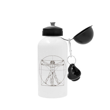 Leonardo da vinci Vitruvian Man, Metal water bottle, White, aluminum 500ml