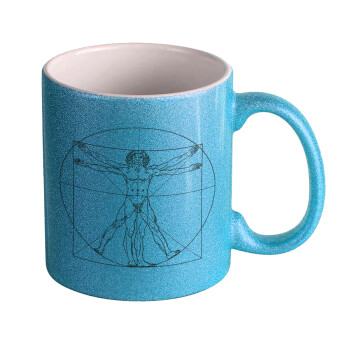 Leonardo da vinci Vitruvian Man, Κούπα Σιέλ Glitter που γυαλίζει, κεραμική, 330ml