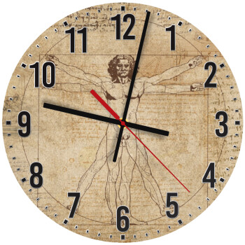 Leonardo da vinci Vitruvian Man, Ρολόι τοίχου ξύλινο (30cm)