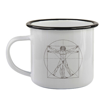 Leonardo da vinci Vitruvian Man, Κούπα εμαγιέ με μαύρο χείλος 360ml