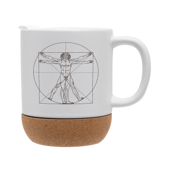 Leonardo da vinci Vitruvian Man, Ceramic coffee mug Cork (MAT), 330ml (1pcs)