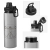 Metallic water bottle with safety cap, 850ml aluminum