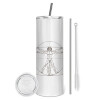 Eco friendly ποτήρι θερμό (tumbler) από ανοξείδωτο ατσάλι 600ml, με μεταλλικό καλαμάκι & βούρτσα καθαρισμού