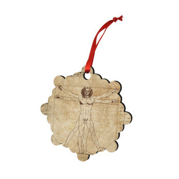 Leonardo da vinci Vitruvian Man, Christmas ornament snowflake wooden 7.5cm