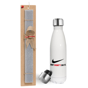 Just Don't Do it!, Easter candle, metallic white thermos bottle (500ml) & aromatic flat candle (30cm) (GRAY)