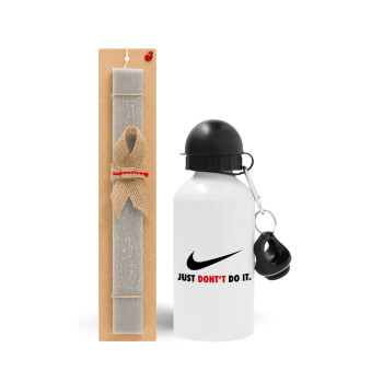 Just Don't Do it!, Easter Set, metallic aluminum water bottle (500ml) & aromatic flat Easter candle (30cm) (GRAY)