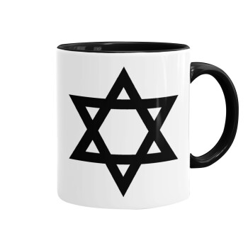 star of david, Mug colored black, ceramic, 330ml