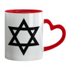 Mug heart red handle, ceramic, 330ml