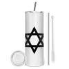 Eco friendly stainless steel tumbler 600ml, with metal straw & cleaning brush