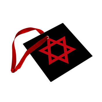 star of david, Christmas ornament, glass square ornament 9x9cm