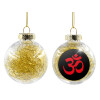 Transparent Christmas tree ball ornament with gold filling 8cm