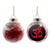 Transparent Christmas tree ball ornament with red filling 8cm