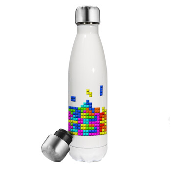 Tetris blocks, Metal mug thermos White (Stainless steel), double wall, 500ml